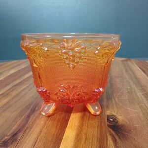Vintage Jeanette Glass Amberina Footed Harvest Grapes Candy Dish NO‎ LID Farm